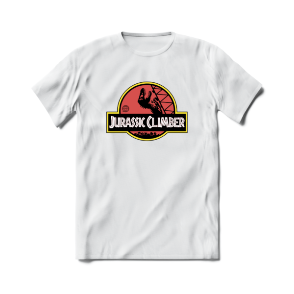 Camiseta de Escalada Boulder Route Setter Jurassic Climber Branca