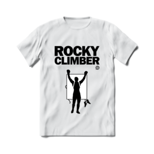 Camiseta de Escalada Boulder Route Setter Rocky Climber Boulder Branca