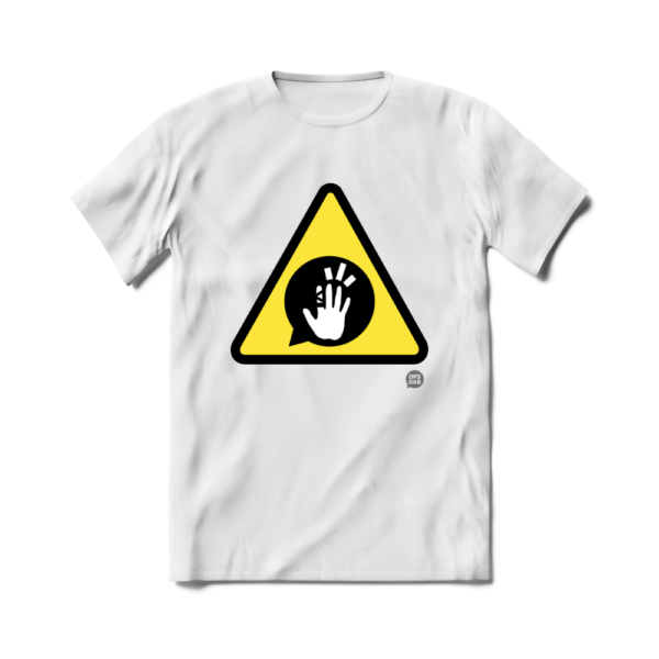 Camiseta de Escalada Boulder Route Setter Alerta Fiscal de Dab Branca